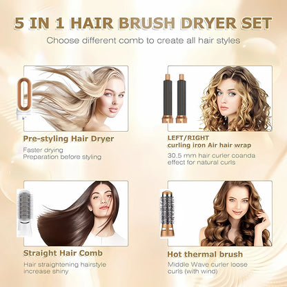 Professional 5 in 1 Hair Dryer Hot Air Comb Curler for Dyson Airwrap Hair Dryer Styling Tool Hair Straightener Hairdressing Tool